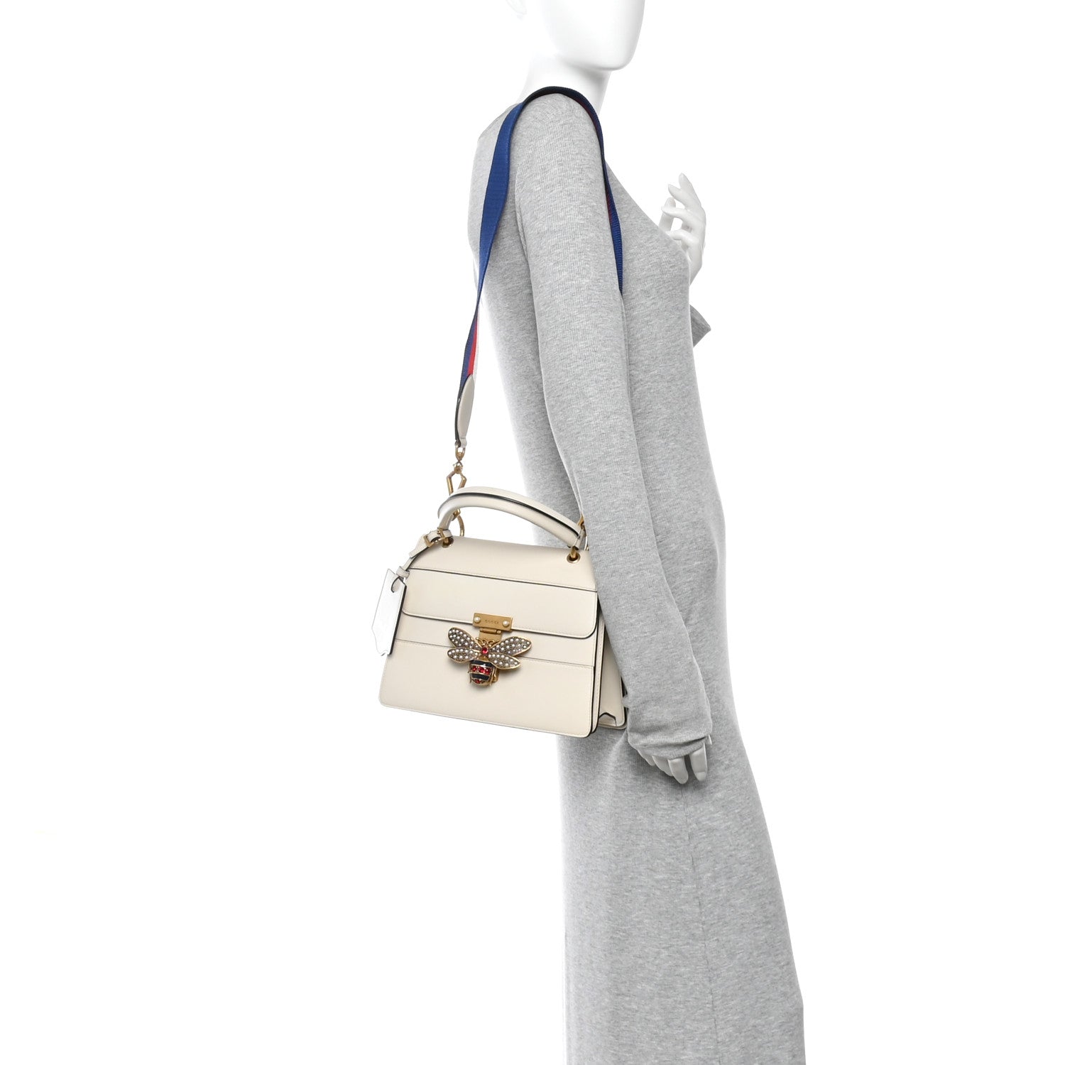 Gucci Calfskin Sylvie Web Small Queen Margaret Top Handle Bag White 2 of 10
