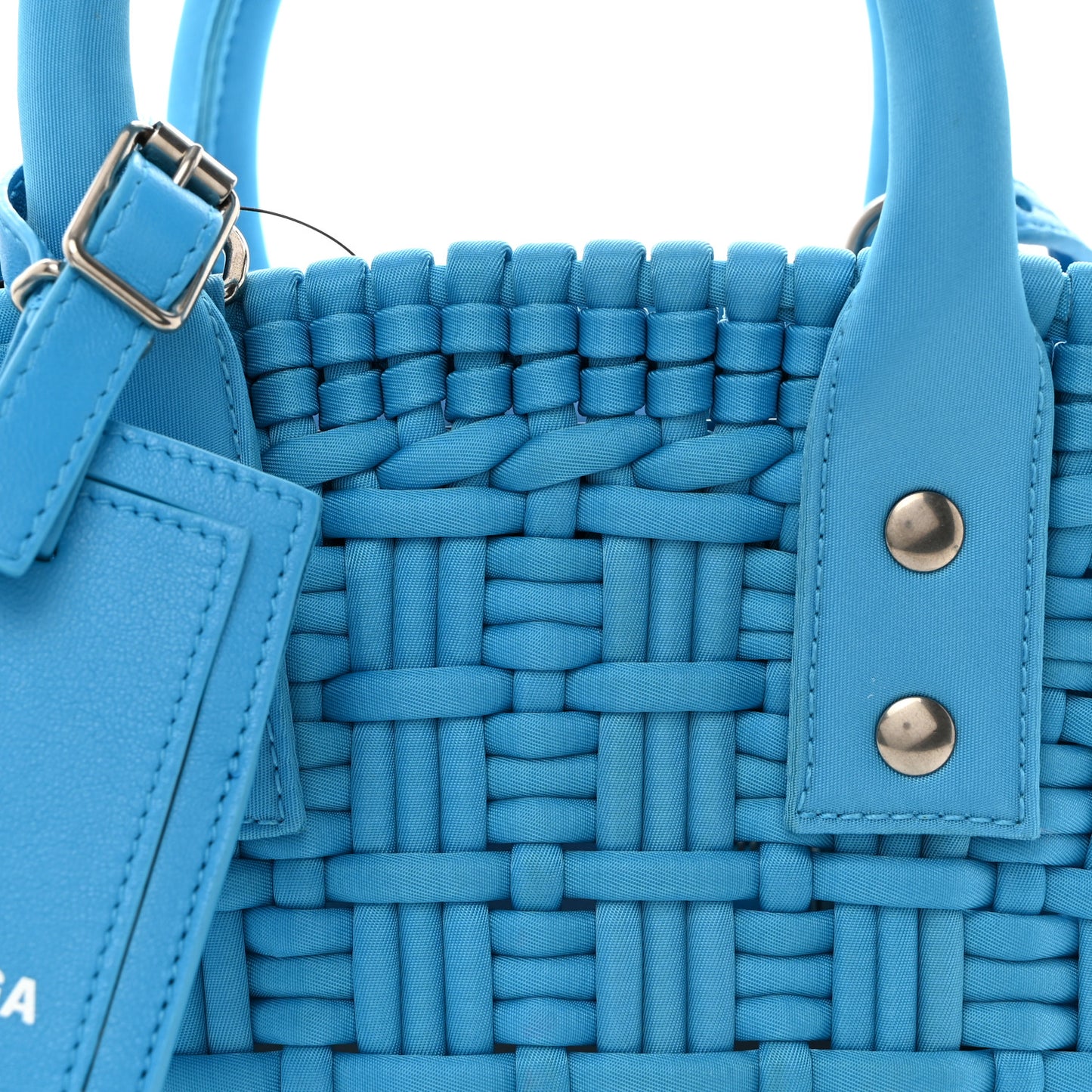 Recycled Nylon Faux Calfskin XXS Bistro Basket Turquoise Blue
