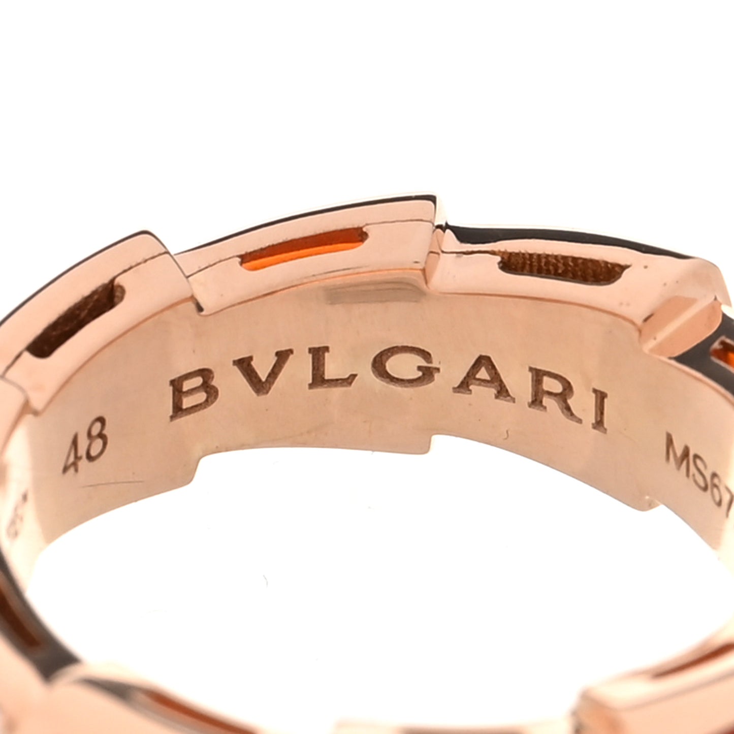 18K Rose Gold Diamond Carnelian 6mm Serpenti Viper Band Ring 48 4.5