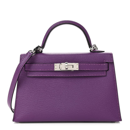 Hermes Chevre Mysore Verso Mini Kelly Sellier 20 Violet Bleu Marine 1 of 9