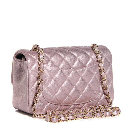 Chanel Metallic Goatskin Quilted Mini Rectangular Flap Pink 3 of 8