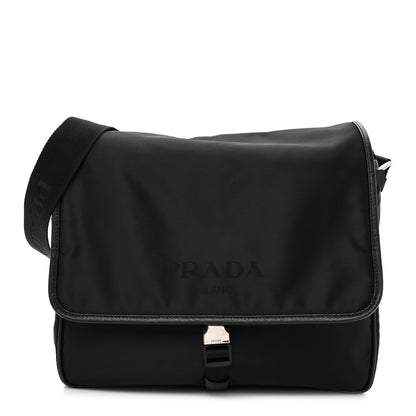 Prada Tessuto Nylon Saffiano Logo Messenger Bag Black 1 of 14