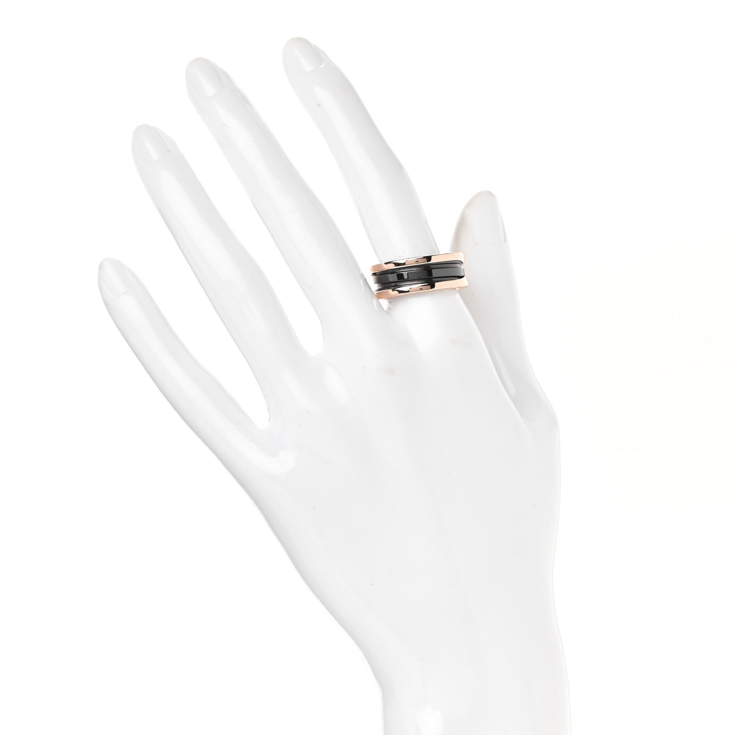 18K Rose Gold Black Ceramic B.Zero1 Two-Band Ring 56 7.5