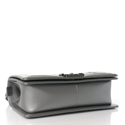 Chanel Metallic Caviar Quilted Medium Boy Flap Silver 4 of 10