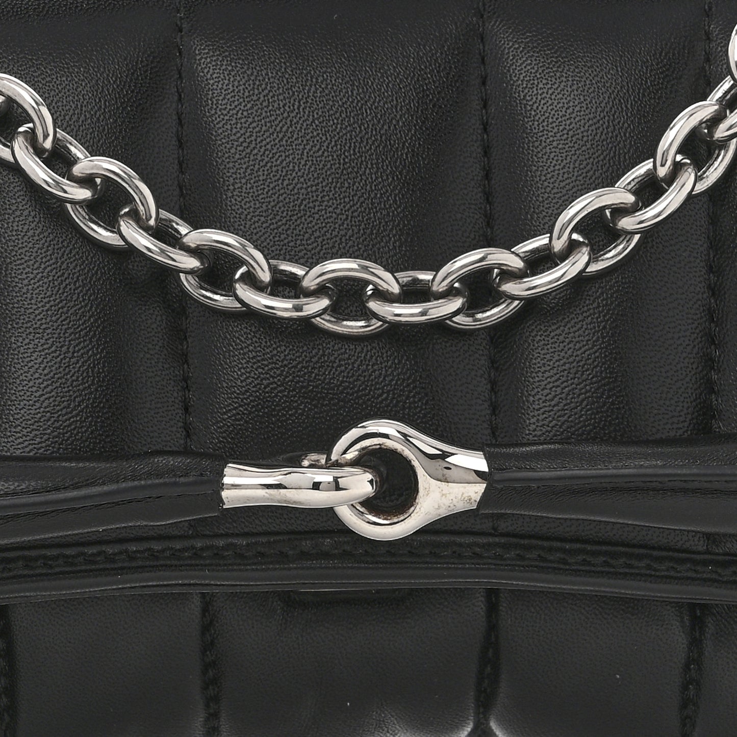 Nappa Vertical Matelasse Medium Maxi Horsebit Chain Shoulder Bag Black
