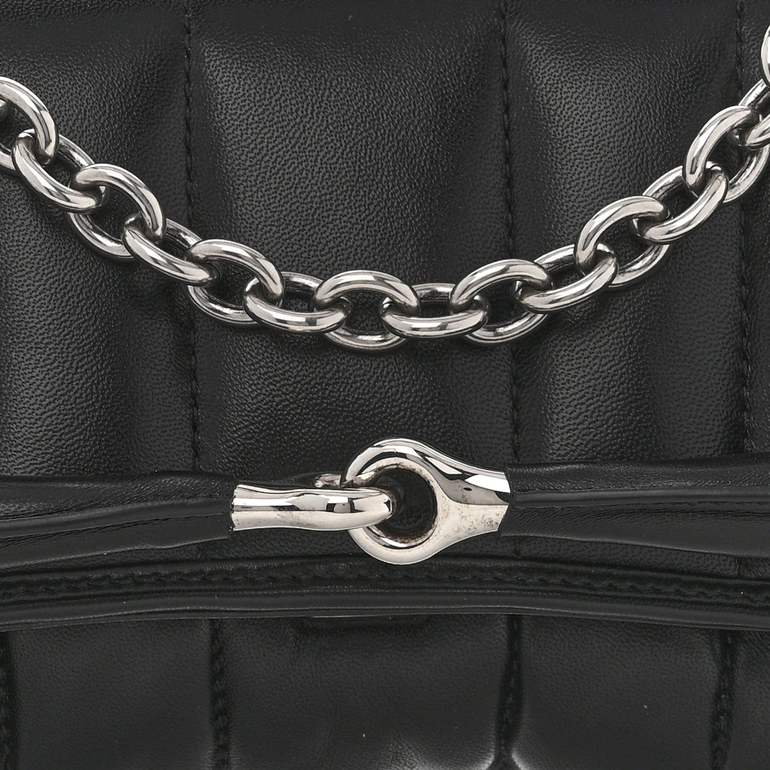 Gucci Nappa Vertical Matelasse Medium Maxi Horsebit Chain Shoulder Bag Black 8 of 10