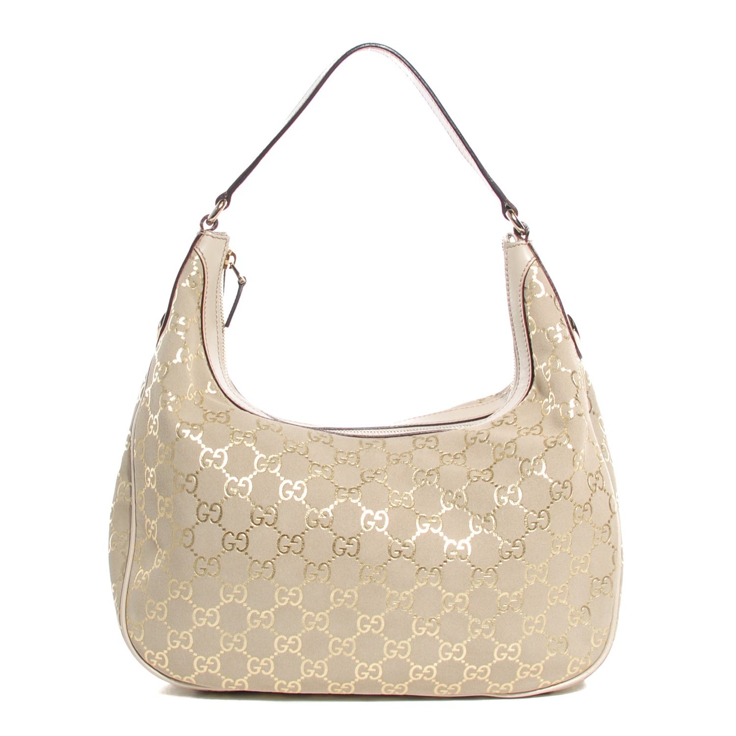 Suede GG Monogram Medium Charmy Hobo Off White Gold