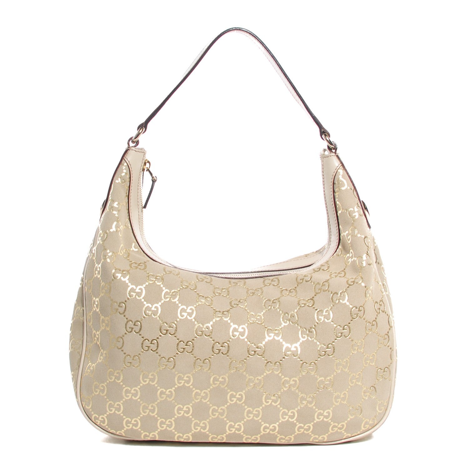 Gucci Suede GG Monogram Medium Charmy Hobo Off White Gold 1 of 7