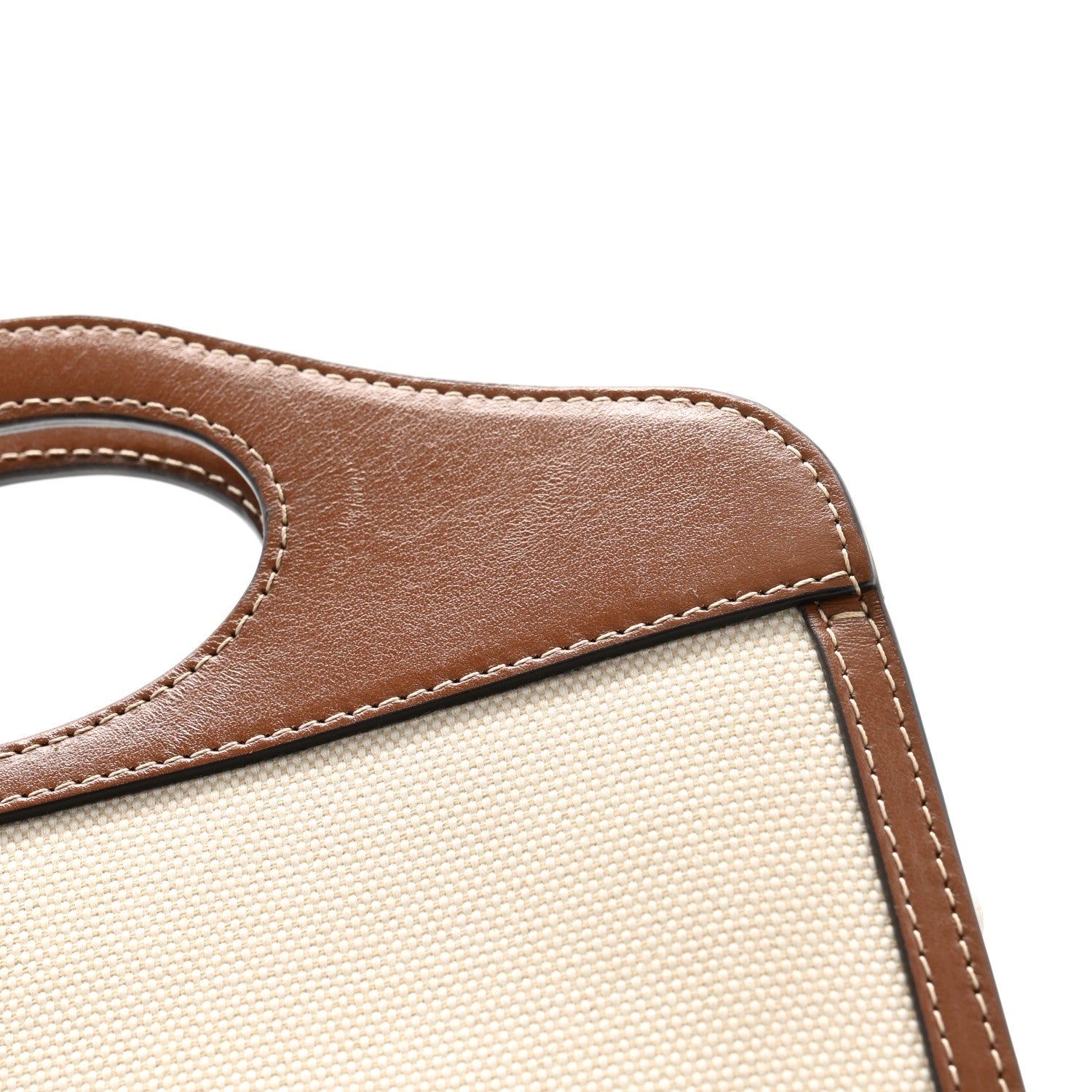 Burberry Canvas Smooth Calfskin Two Tone Mini Pocket Bag Natural Malt Brown 12 of 12
