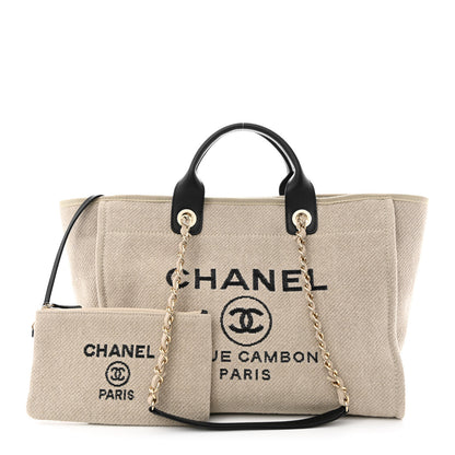 Chanel Mixed Fibers Medium Deauville Tote Beige Black 1 of 12