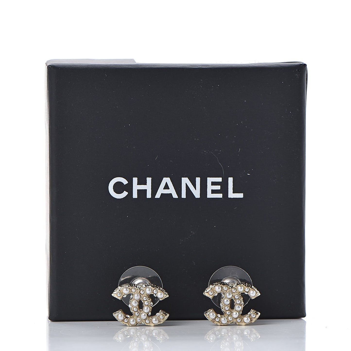 Pearl Crystal CC Earrings Gold