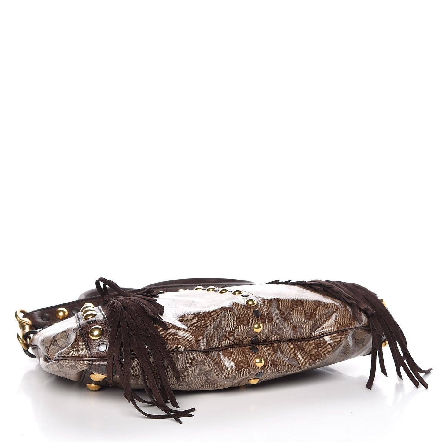 Crystal Monogram Fringe Babouska Satchel Brown