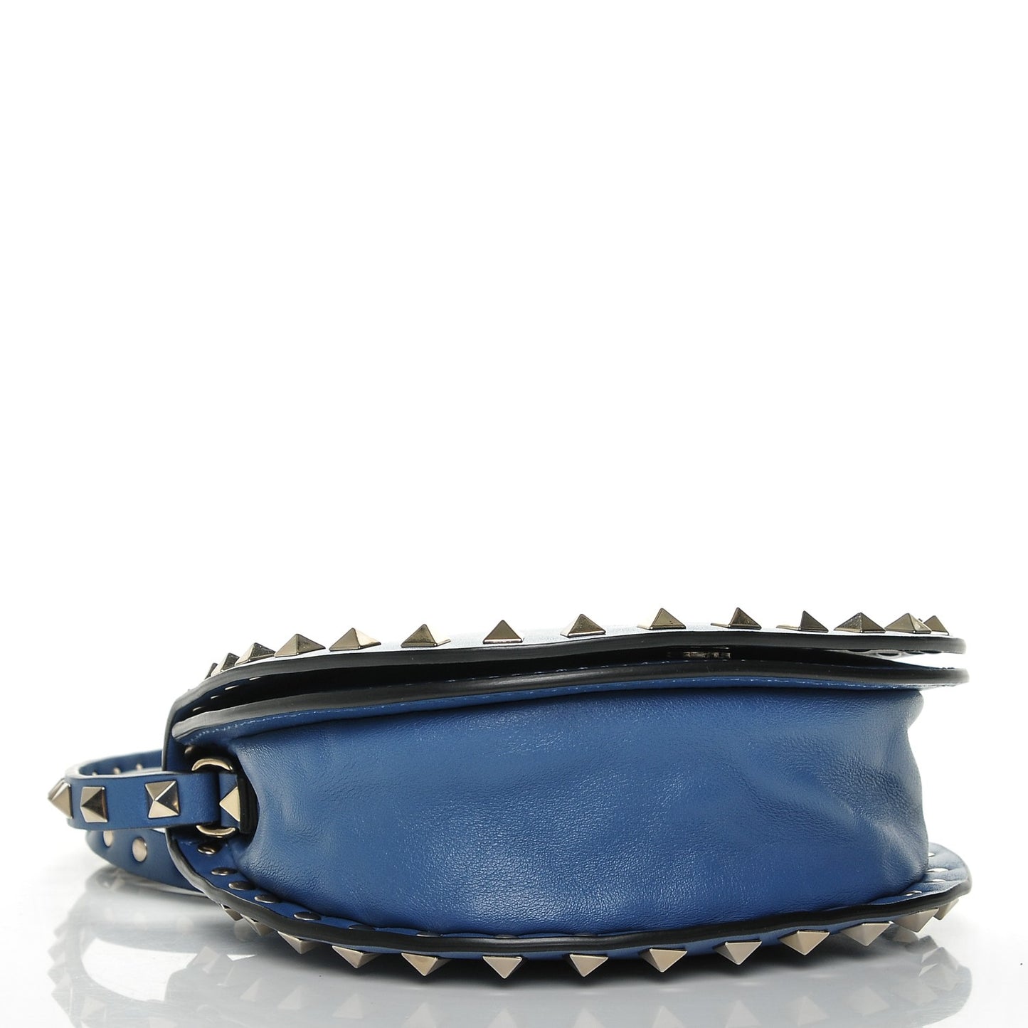 Vitello Mini Rockstud Halfmoon Saddle Bag Light Sapphire