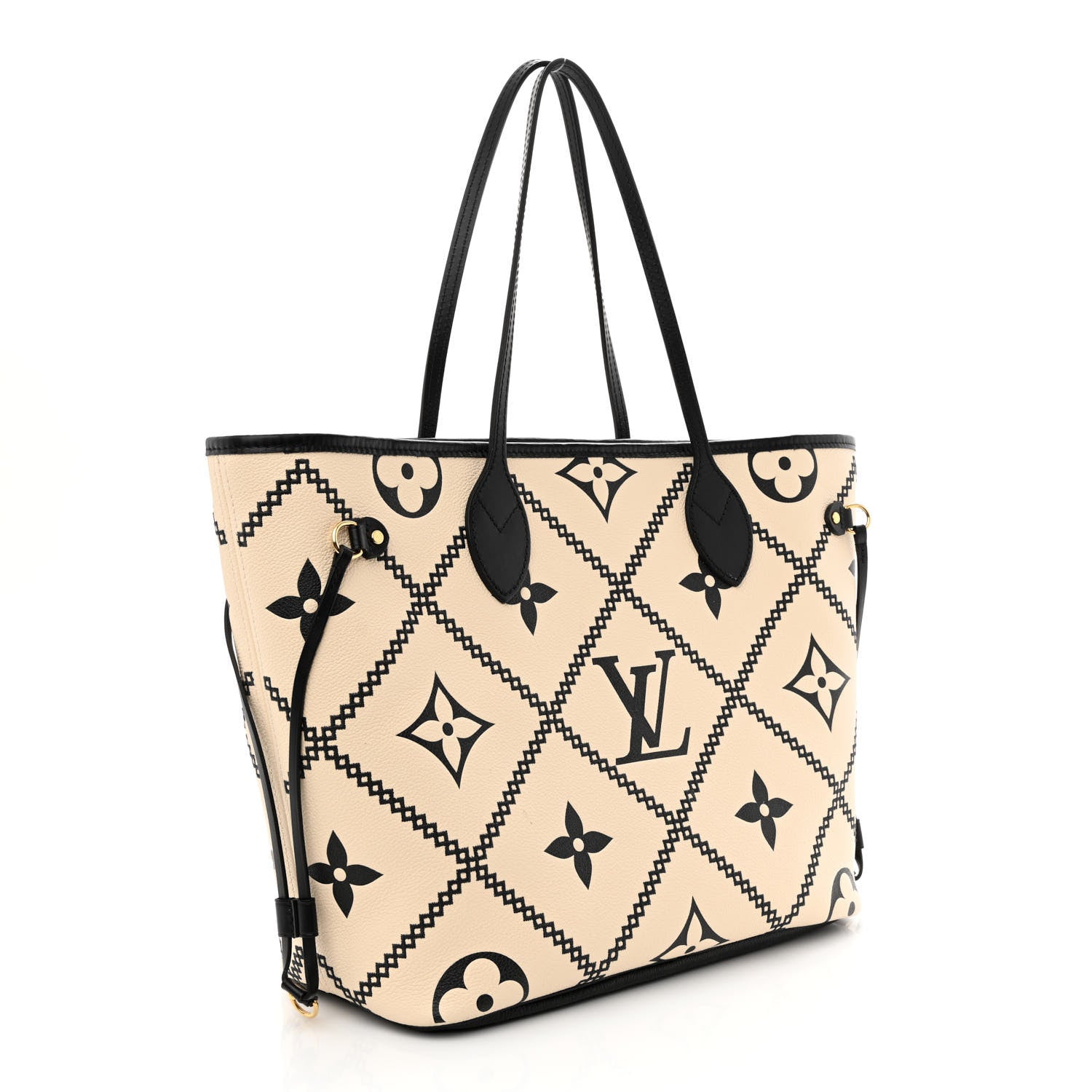 Louis Vuitton Empreinte Monogram Giant Broderies Neverfull MM Cream Black 4 of 12
