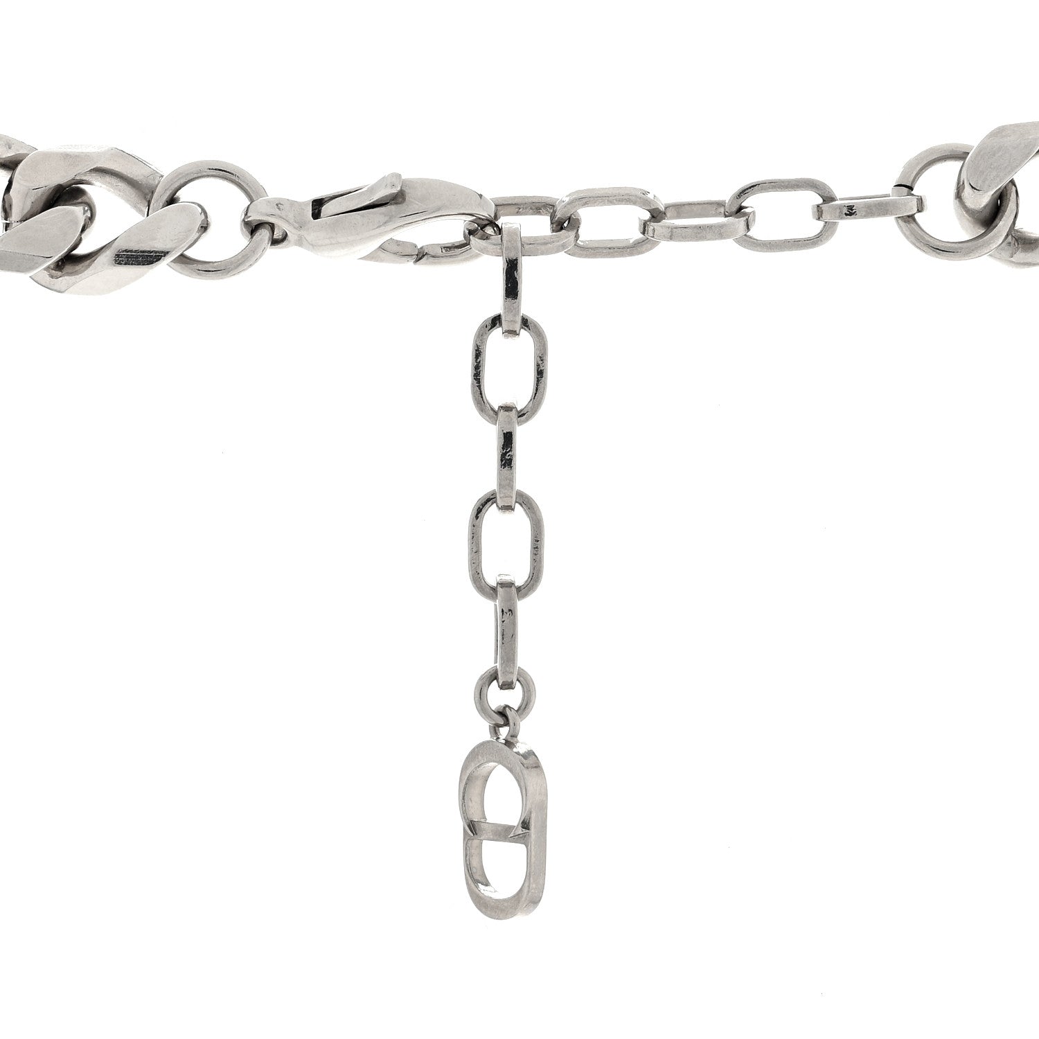 Christian Dior Metal Chain Logo Charm Necklace Gold Ruthenium 4 of 4