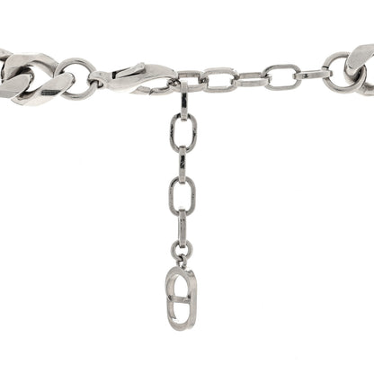 Christian Dior Metal Chain Logo Charm Necklace Gold Ruthenium 4 of 4