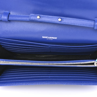 Saint Laurent Grain De Poudre Matelasse Chevron Monogram Chain Wallet Blue Majorelle 7 of 11