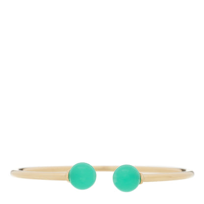 Tiffany 18K Yellow Gold Chrysoprase 8mm HardWear Ball Wire Bracelet 1 of 4