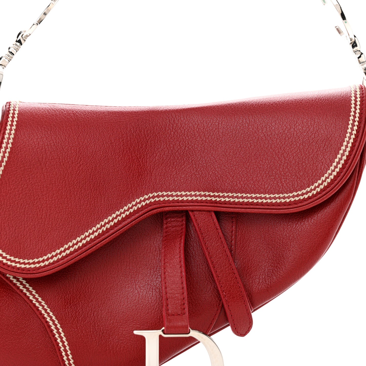 Shiny Goatskin Saddle Bag Red