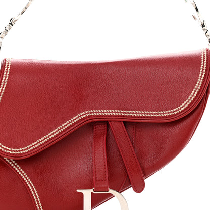 Christian Dior Shiny Goatskin Saddle Bag Red 8 of 10