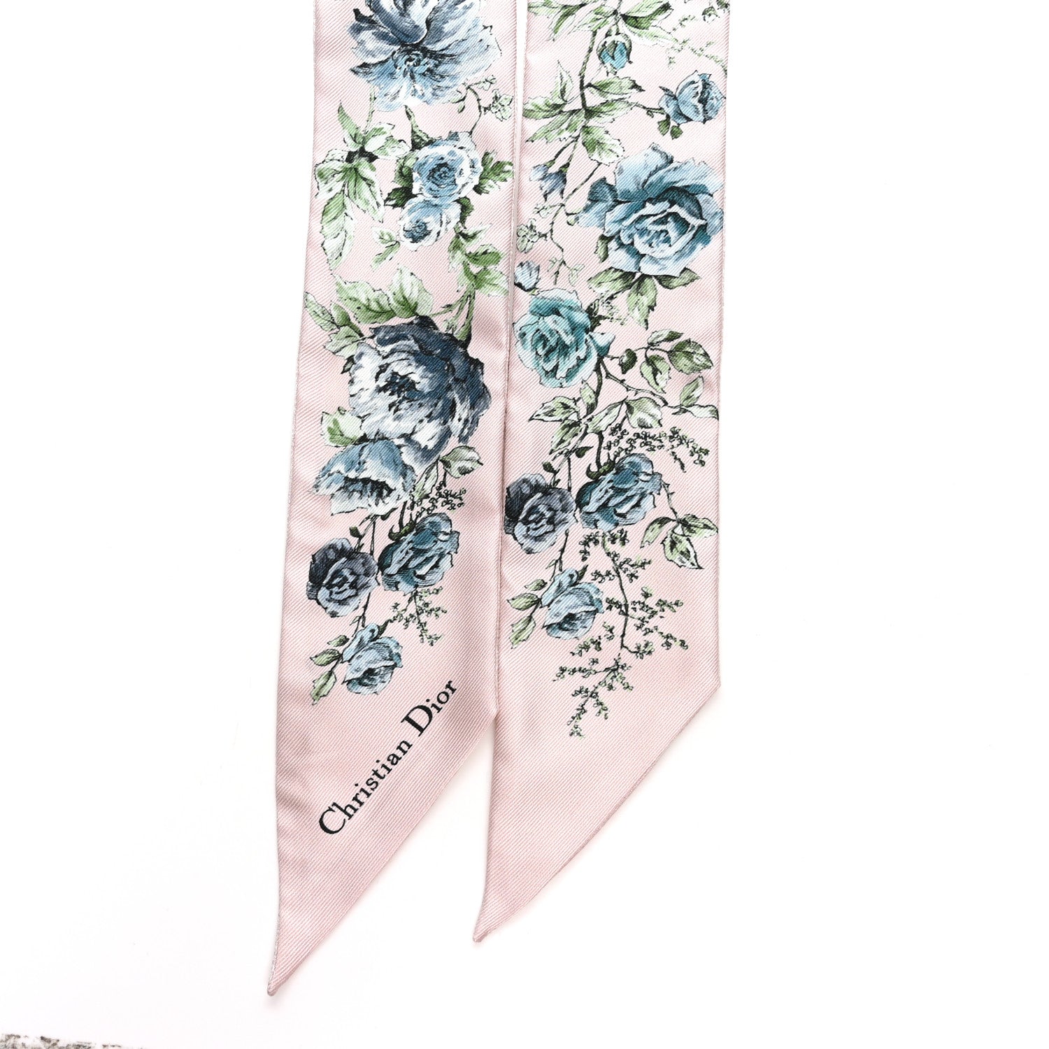 Christian Dior Silk Twill D-Floral Mitzah Scarf Pink Blue 2 of 3