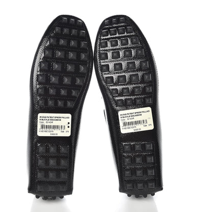 Hermes Patent Epsom Womens Irving Driving Moccasin Loafers 37.5 Black 5 of 8