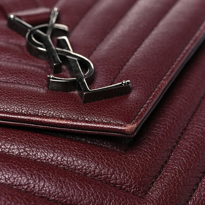 Saint Laurent Sheepskin Matelasse Chevron Monogram Medium College Bag Rouge Legion 12 of 13