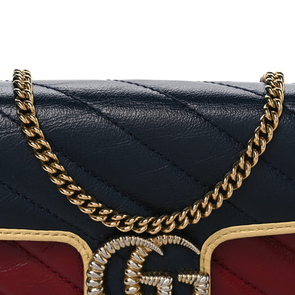 Gucci Azalea Calfskin Matelasse Diagonal Super Mini Torchon GG Marmont Shoulder Bag Blue Agata New Cherry Red Butter 7 of 9