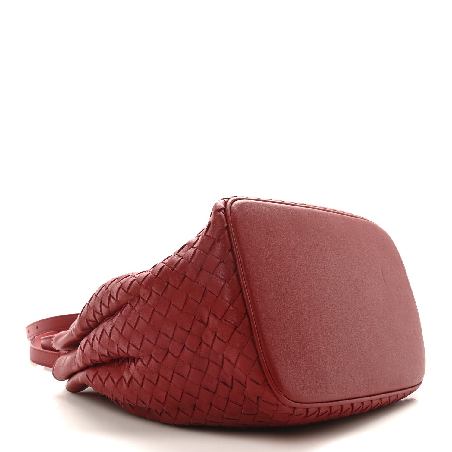 Bottega Veneta Nappa Intrecciato Drawstring Bucket Bag Red 4 of 9