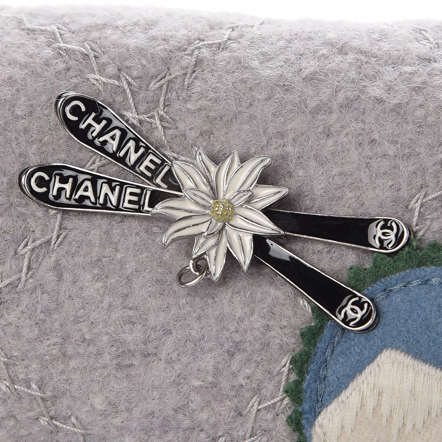 Felt Embroidered Small Crest Austrian Satchel Light Grey