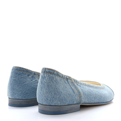 Chanel Denim CC Cap Toe Ballerina Flats 38 Light Blue 4 of 8