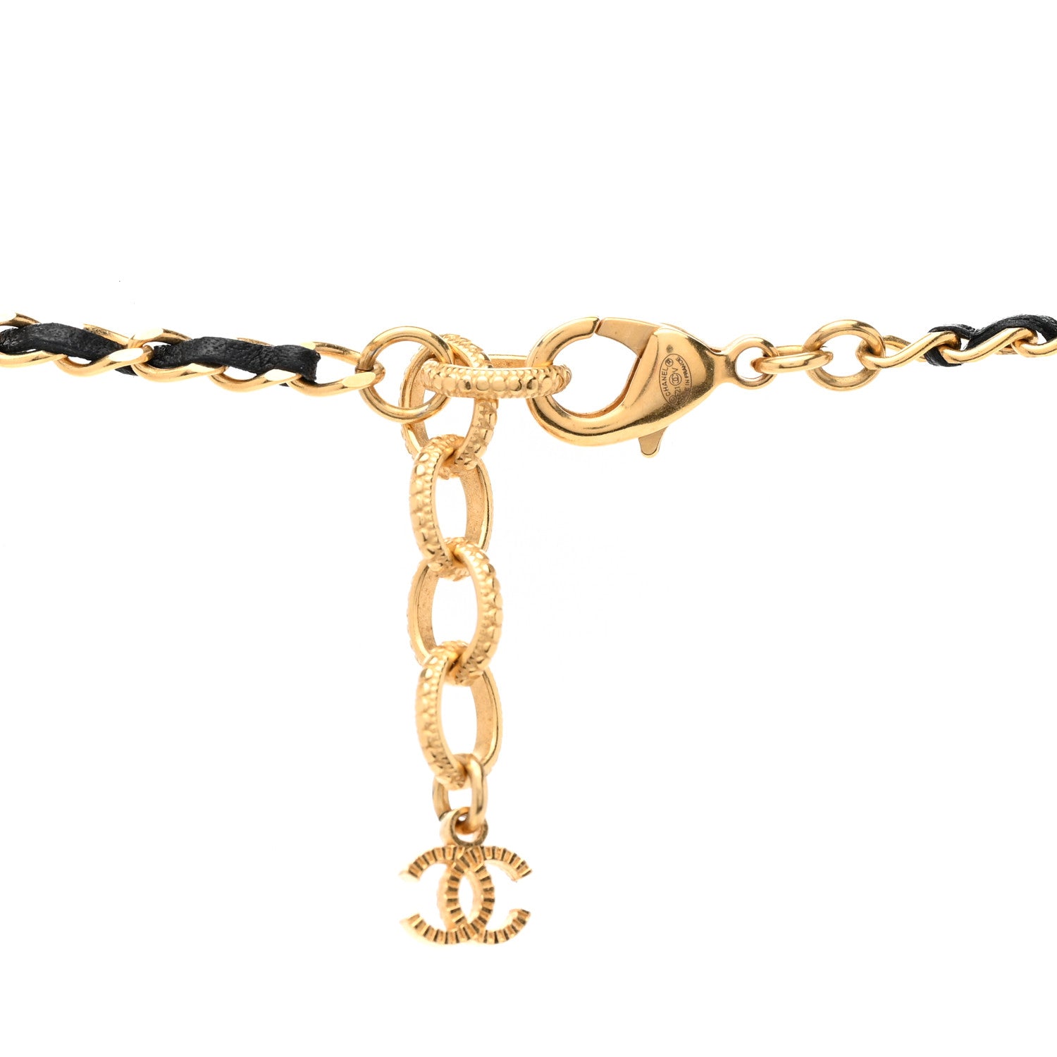 Chanel Crystal Pearl Perfume Bottle CC Necklace Black Gold 5 of 6