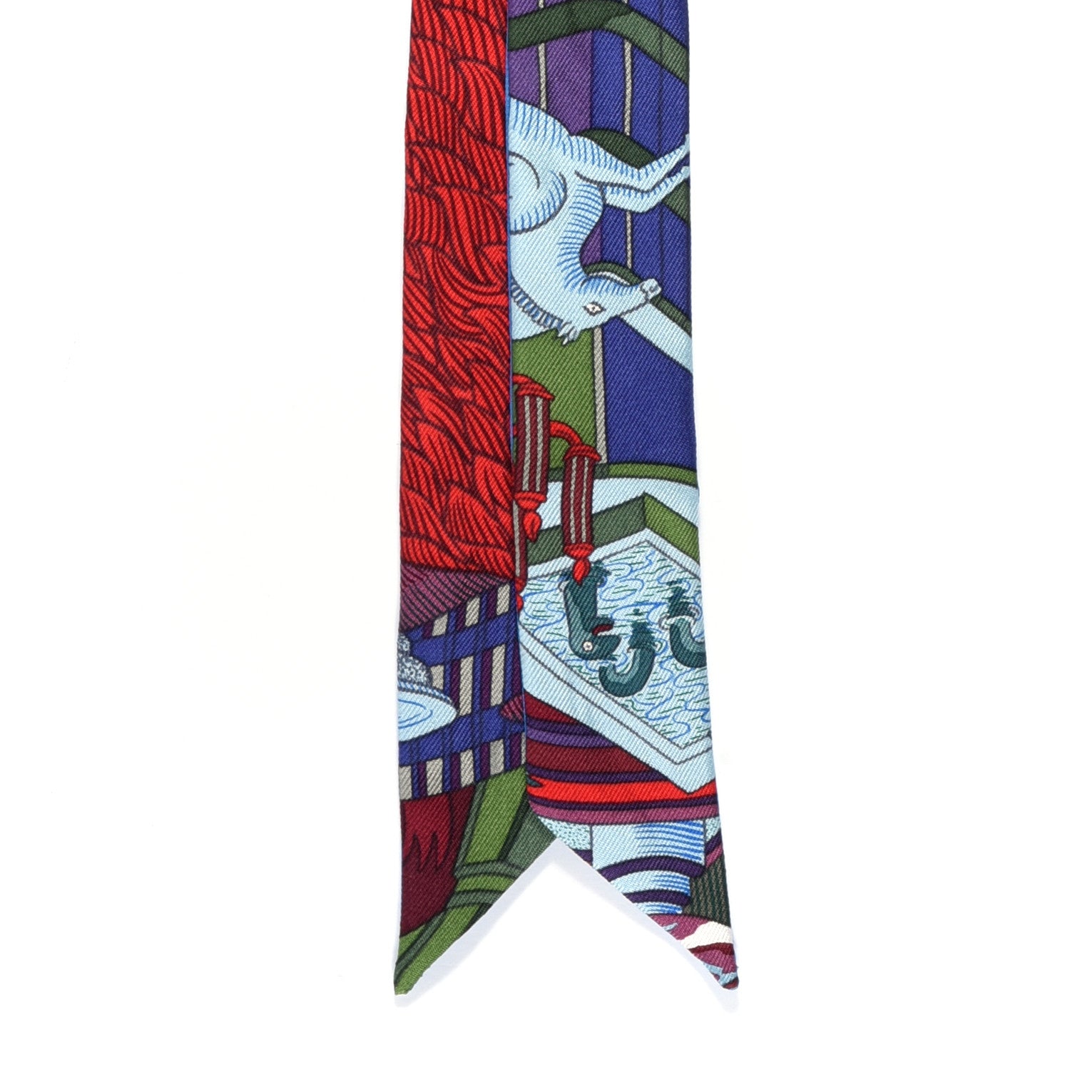 Hermes Silk Animapolis Plumetis Twillon Bordeaux Bleu Bleu Vif 6 of 7