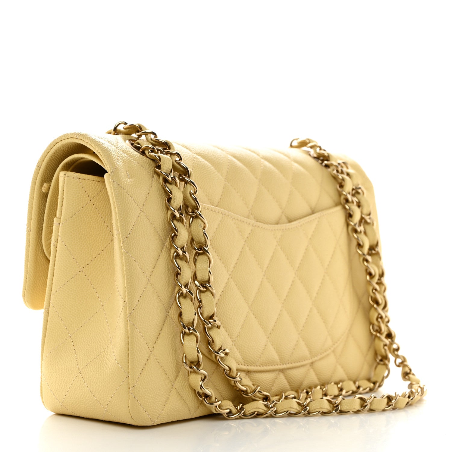 Chanel Caviar Quilted Medium Double Flap Yellow 2 of 9