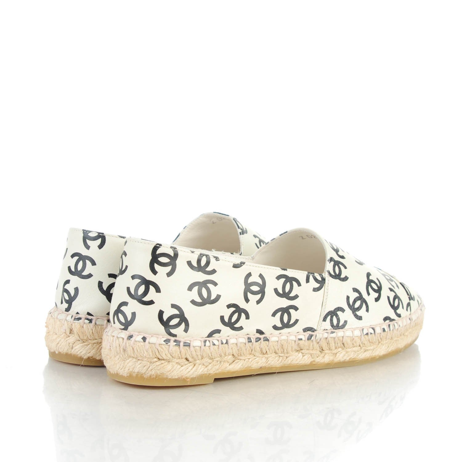 Chanel Lambskin Printed CC Espadrilles 39 White Black 4 of 9