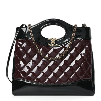 Chanel Patent Calfskin Quilted Mini 31 Shopping Bag Burgundy Black 1 of 9