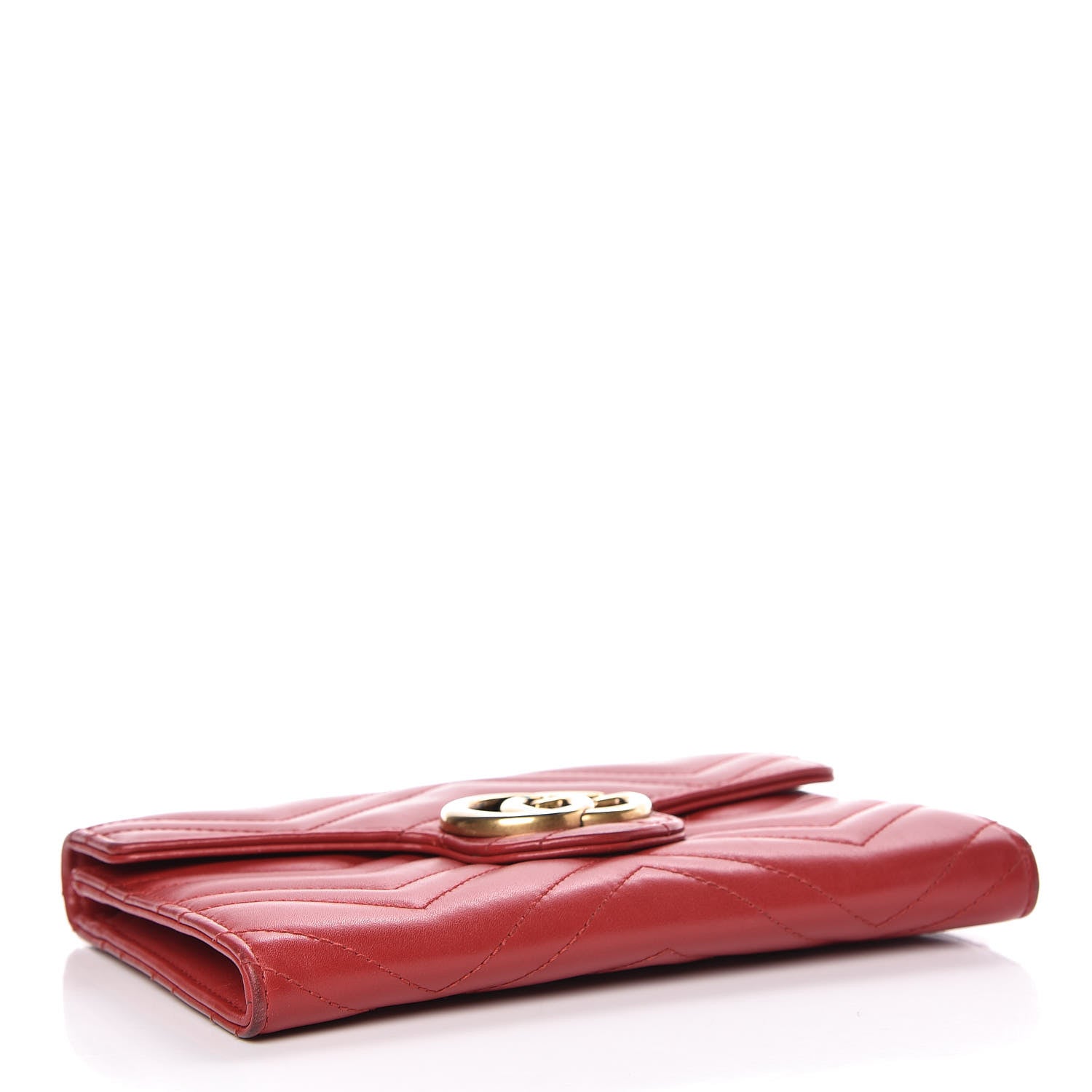 Gucci Calfskin Matelasse Mini GG Marmont Chain Wallet Hibiscus Red 4 of 17