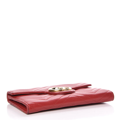 Gucci Calfskin Matelasse Mini GG Marmont Chain Wallet Hibiscus Red 4 of 17