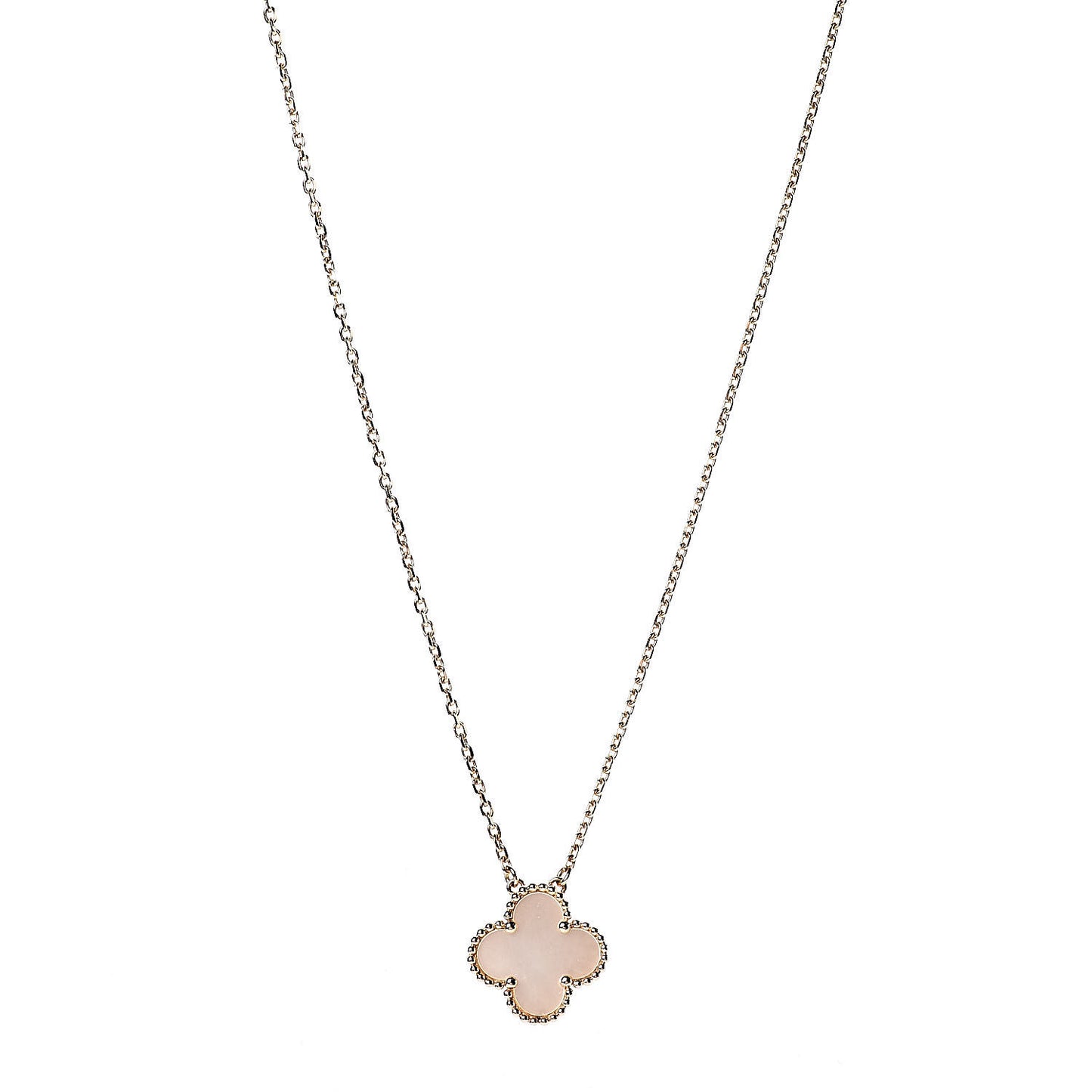 18K Yellow Gold Mother of Pearl Vintage Alhambra Pendant Necklace