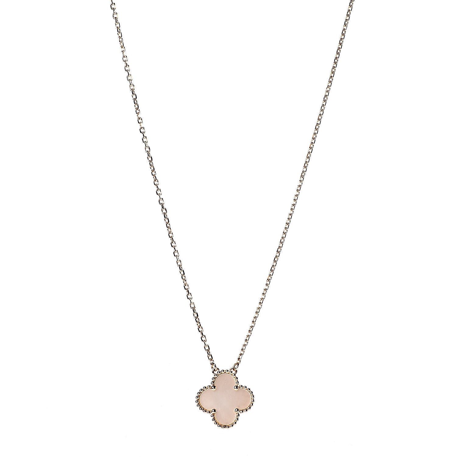 Van Cleef & Arpels 18K Yellow Gold Mother of Pearl Vintage Alhambra Pendant Necklace 1 of 7