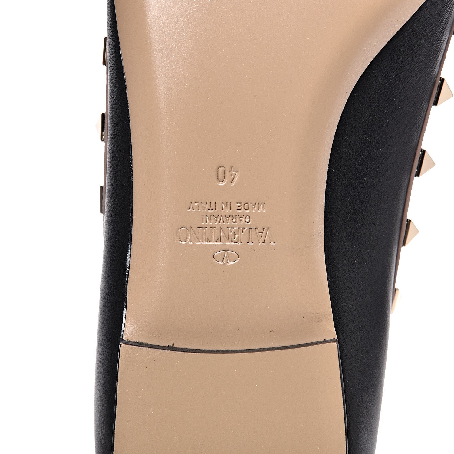 Valentino Garavani Calfskin Nappa Rockstud Ballerina Flats 40 Black Poudre 7 of 9