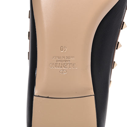 Valentino Garavani Calfskin Nappa Rockstud Ballerina Flats 40 Black Poudre 7 of 9