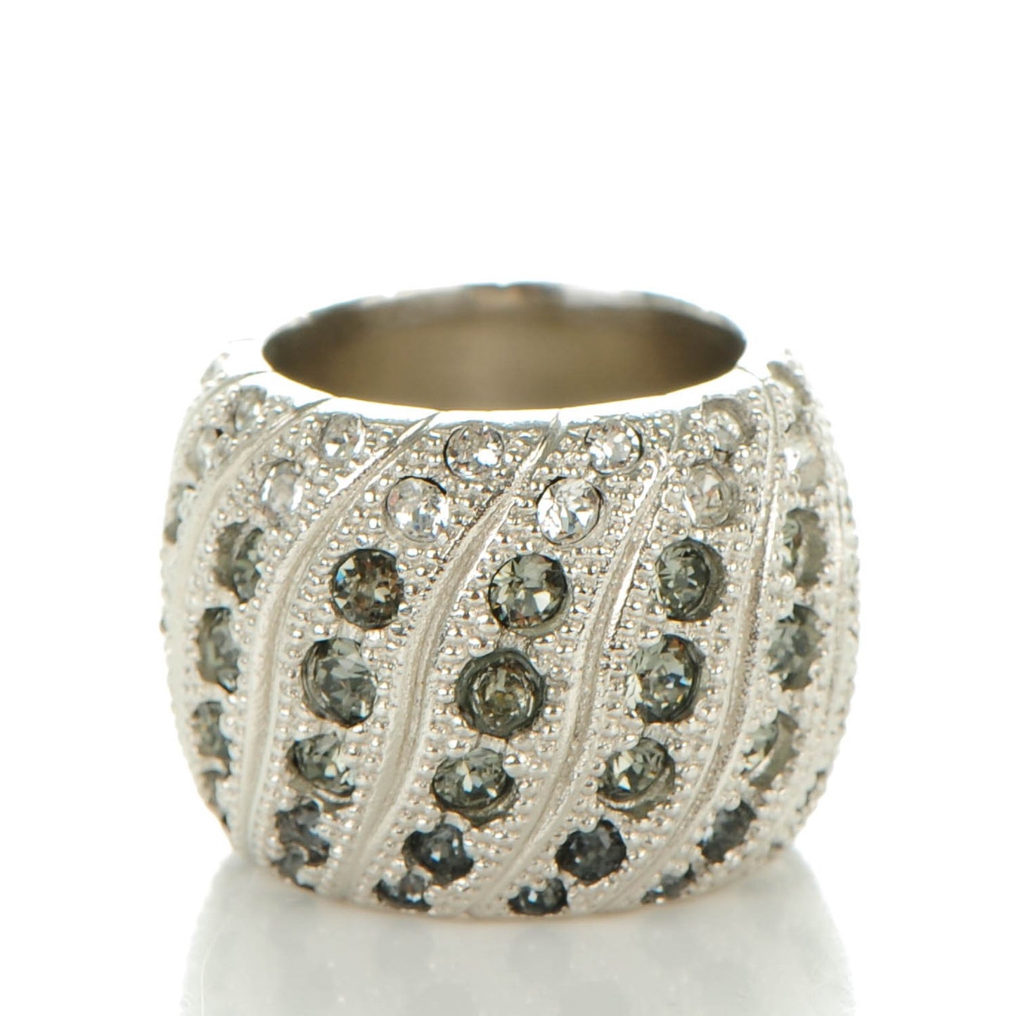 Crystal CC Ring 6.75 Grey Silver