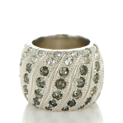 Chanel Crystal CC Ring 6.75 Grey Silver 3 of 5