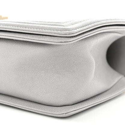 Chanel Caviar Quilted Medium Boy Flap Light Grey 10 of 11