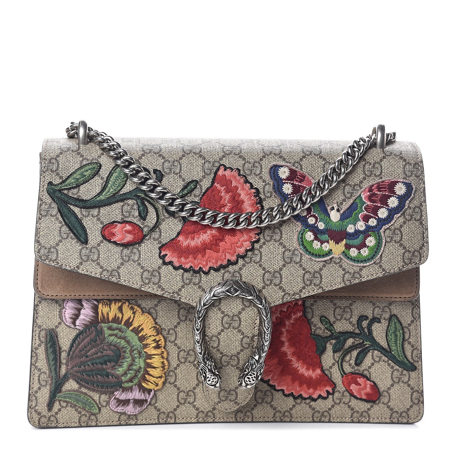 GG Supreme Monogram Embroidered Medium Dionysus Shoulder Bag Beige