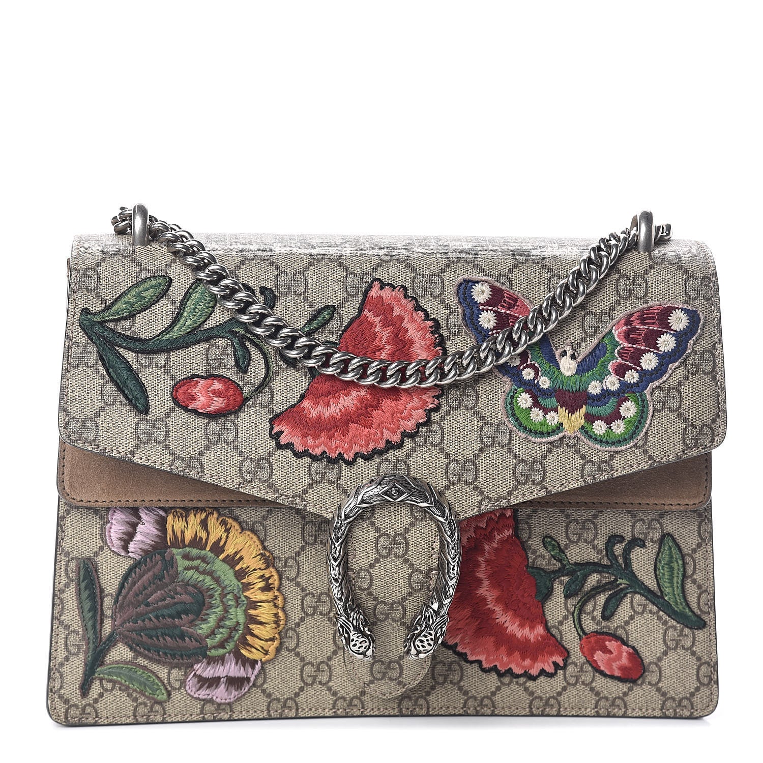 Gucci GG Supreme Monogram Embroidered Medium Dionysus Shoulder Bag Beige 1 of 10