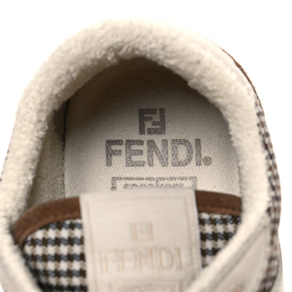 Fendi Calfskin Suede Houndstooth Fendi Match Low Top Sneakers 37 Cream Brown 10 of 11