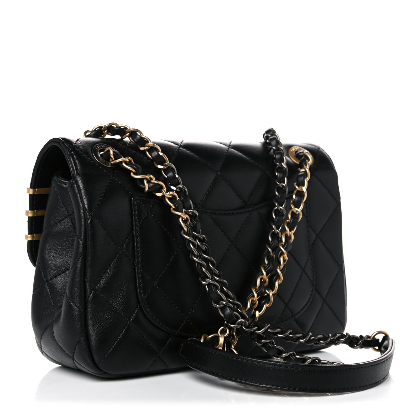 Lambskin Quilted Small Coco Clips Single Flap Black