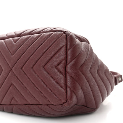 Chanel Deerskin Chevron Small CC Chain Bucket Bag Burgundy 10 of 11